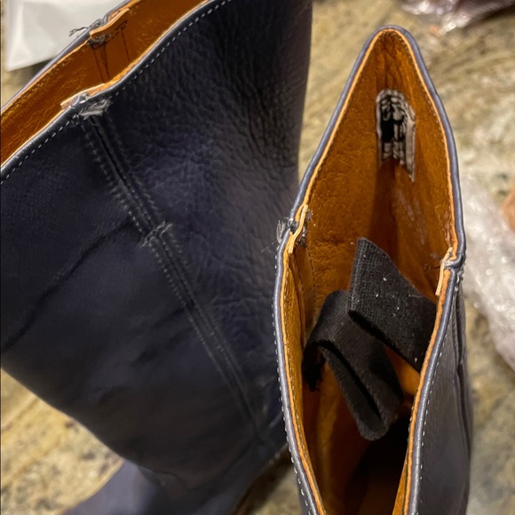 Frye Women's Dark Blue Leather Heeled Boots - Picture 7 of 9